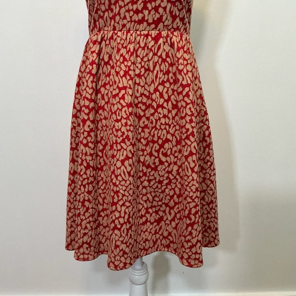 Maeve Anthropologie Red Textured Jacquard Fit & Flare Dress Size XS - Picture 4 of 11